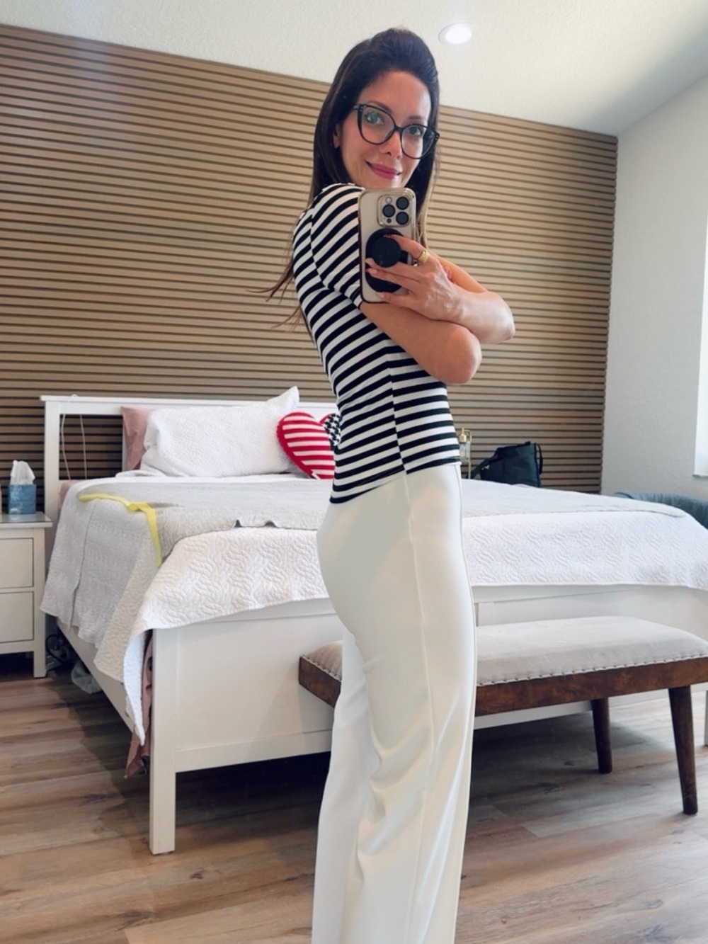 SHEIN Black & White One-Shoulder Striped Crop Top - Picture 3 of 8
